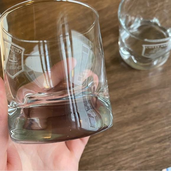 Set of 2 Cutty Sark Scots Whisky The Real McCoy Etched Lowball Dimpled Glasses - Picture 4 of 6